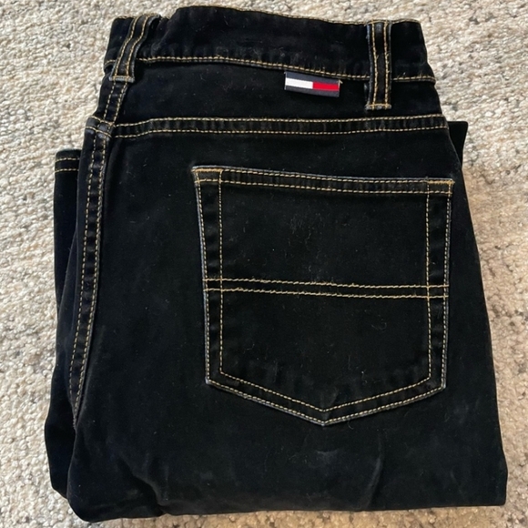 🖤 VTG Tommy Hilfiger Black Velvet Flare Jeans Y2K Bootcut Sz 7 - Picture 3 of 17